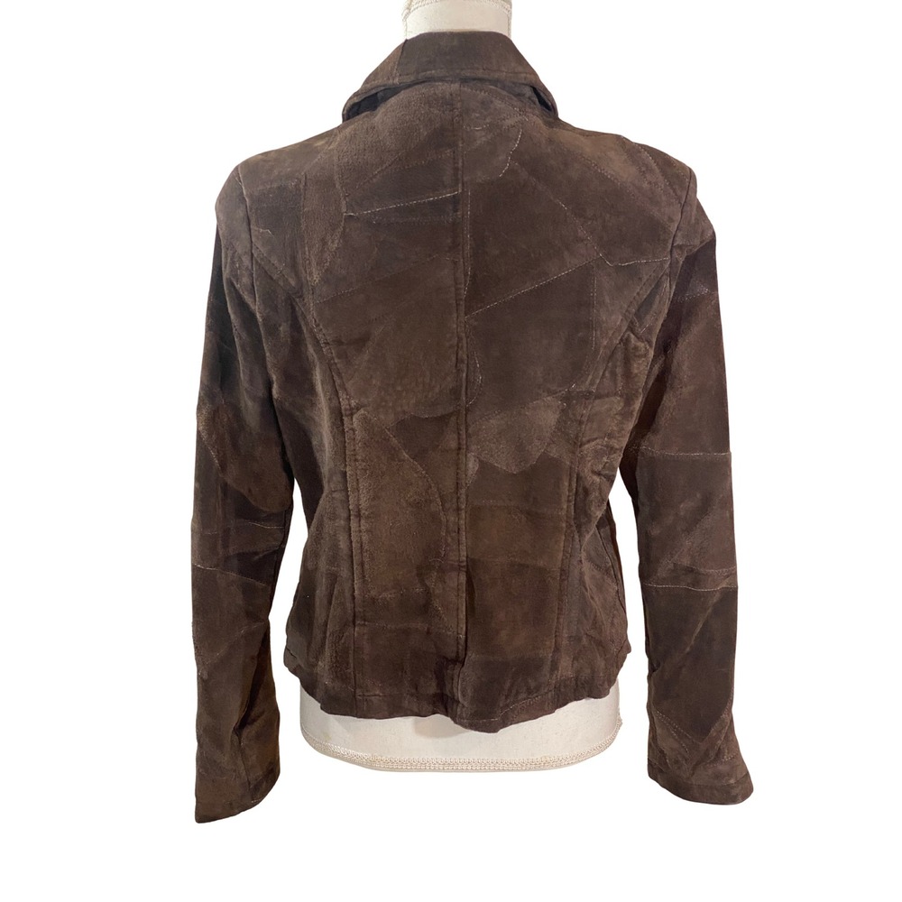 Leather Works Patchwork Suede Bomber Jacket Women… - image 3